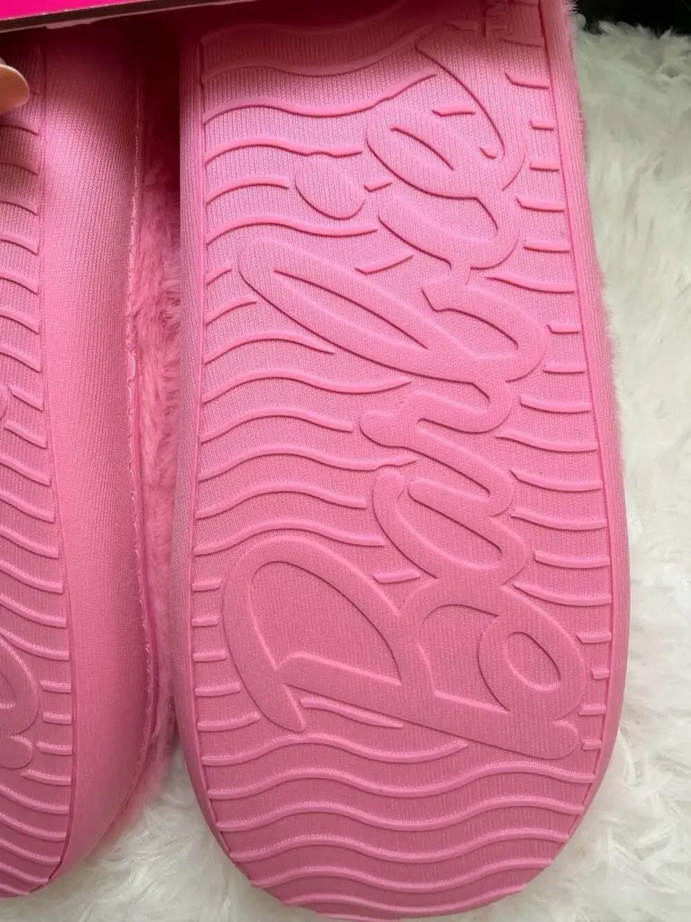 Barbie Pink Plush Memory Foam Heart Slide Slippers